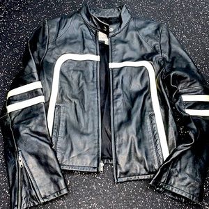 Black and white leather jacket